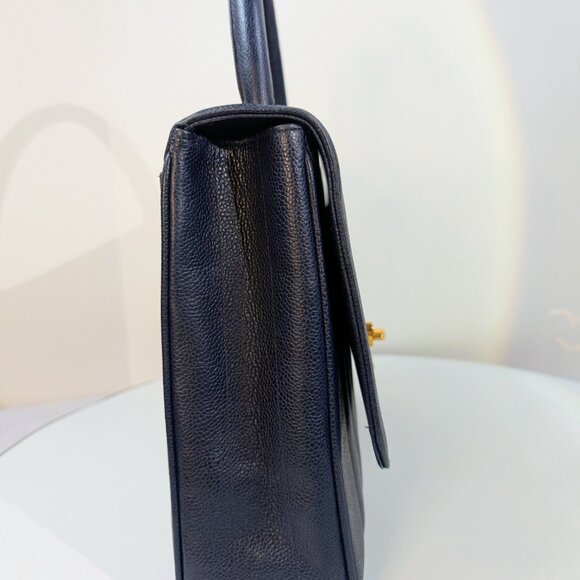 Chanel Rare Vintage Dark Blue Vertical Caviar Mademoiselle Kelly - Picture 4 of 16